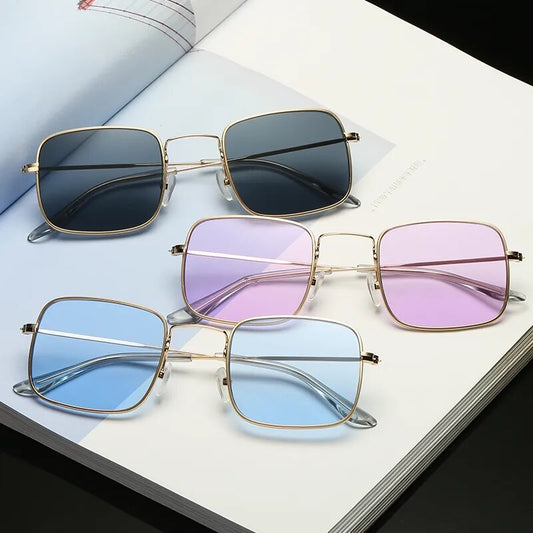 Square Colored Lens Metal Sunglasses Men's and Women's Sunglasses Summer Trend Eyewear 2018 Master Design Brand