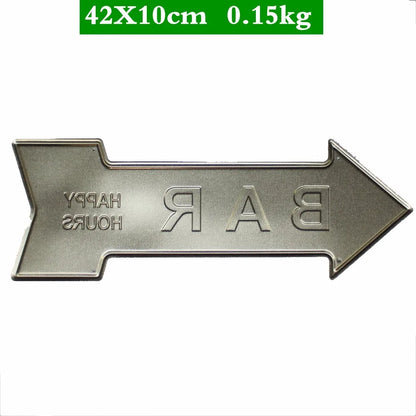 Restaurant Beach  Beer Bar Coffee Arrow Metal Irregular Tin Signs  Advertising Board Wall Pub Home Art Decor 42X10CM U-13