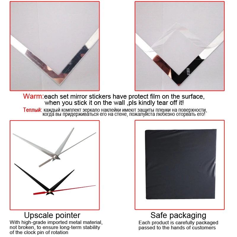 Wall Clock Quartz Sale Home Decoration Water Needle Modern Acrylic Mirror Stickers Wallpaper Diy Clocks