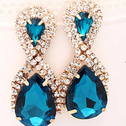Hop Bijouterie Earring Studs Women's Droplets Shining Gold Silver Plated Crystal Drop Earrings Women Snowflake E017