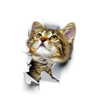 Cute Cute Cat 3D Cracked Wall Sticker Family Stickers Window Room Decorations Bathroom Home Decor