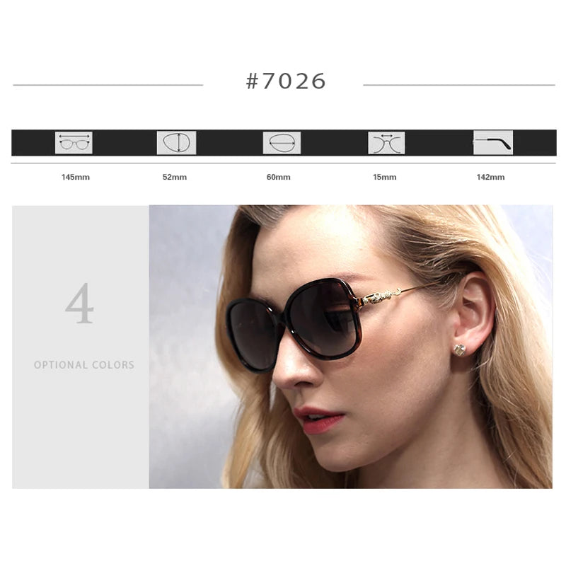 VEITHDIA  Sunglasses Gradient Vintage Retro TR90 Women's Sun Glasses Polarized UV400 Ladies Fashion Eyewear For Female 7026
