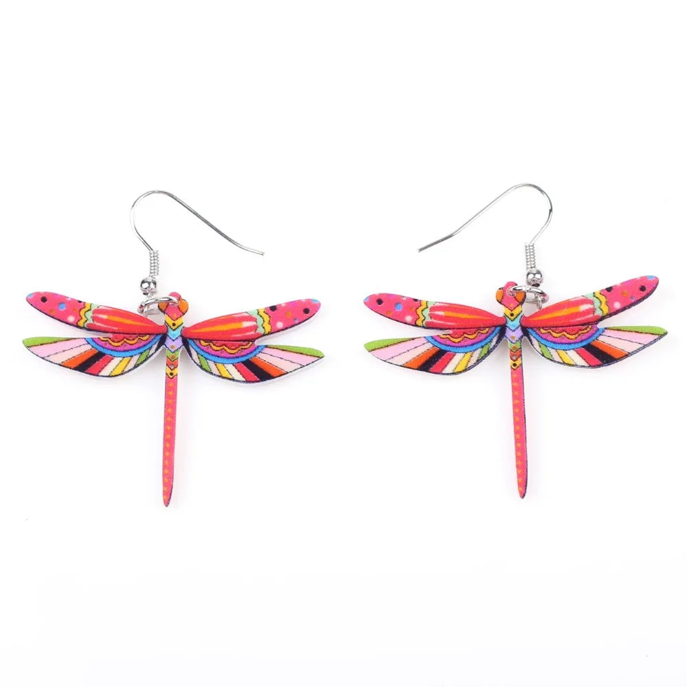 Fashion Dangle Dragonfly Earrings Acrylic Long Drop Earring New Arrival 2015 Spring Summer Style For Girls Women Jewelry