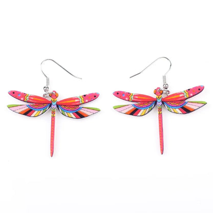 Fashion Dangle Dragonfly Earrings Acrylic Long Drop Earring New Arrival 2015 Spring Summer Style For Girls Women Jewelry