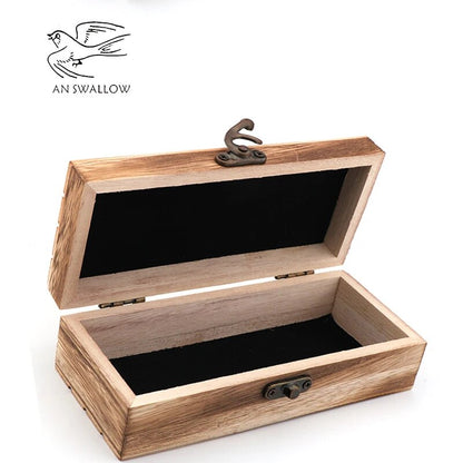 AN SWALLOWN Personality Creative Fire-Baked Color Glass Box Bag For Men And Women's Sunglasses Wooden Glass Box