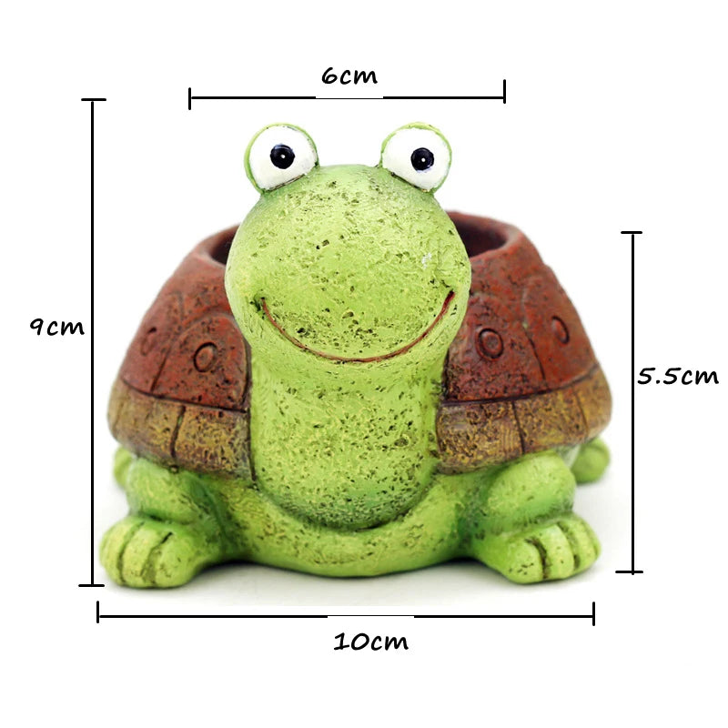 Cute Cartoon Turtle Planter for Succulents Cactus Plants, Decorative Flower Pot for Mini Bonsai, Fairy Garden Tabletop Decor
