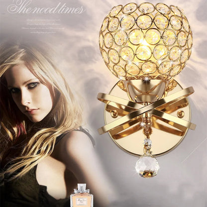 Feimefeiyou 2021 modern Art Decor Stainless Steel Plating LED Crystal Wall Light Lamp Bedroom Home Wall Sconce Lighting