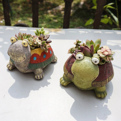 Cute Cartoon Turtle Planter for Succulents Cactus Plants, Decorative Flower Pot for Mini Bonsai, Fairy Garden Tabletop Decor