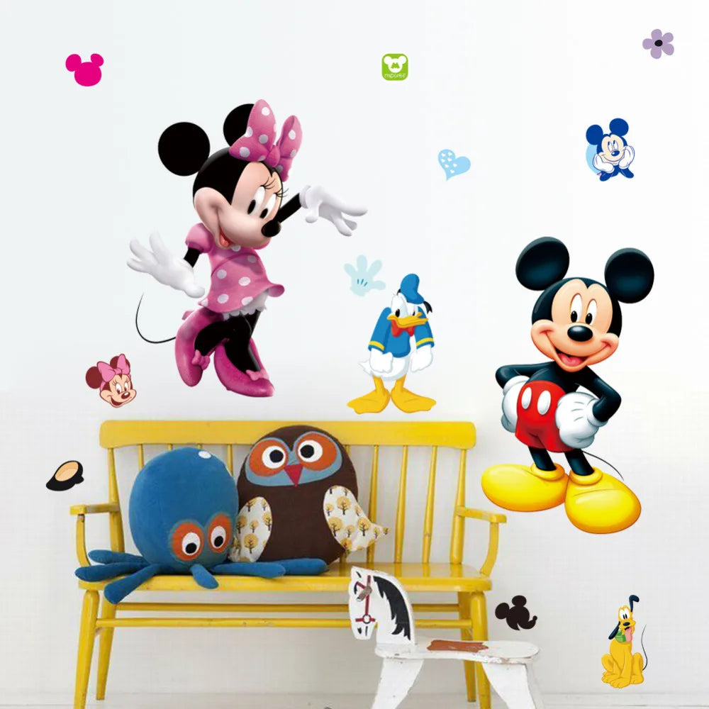 Mickey Mouse Wall Stickers Sticker Decorative Kids Boys Girls DIY Bedroom Wall Decor Decal Home Art Mural Wallpaper