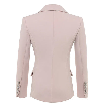 HIGH QUALITY New Fashion 2023 Baroque Designer Blazer Women's Long Sleeve Double Breasted Metal Lion Buttons Blazer Jacket Outer