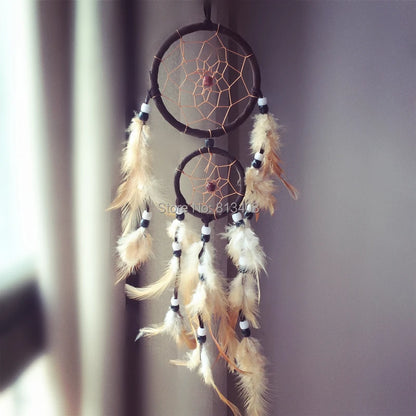 Two Rings Handmade feather dream catcher home hangings car decorations free shipping cheap dreamcatchers