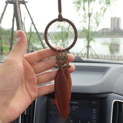 5cm Diameter small dream catcher indian feather dream catchers with jingle bells car home hanging best gift craft