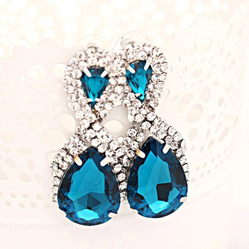 Hop Bijouterie Earring Studs Women's Droplets Shining Gold Silver Plated Crystal Drop Earrings Women Snowflake E017