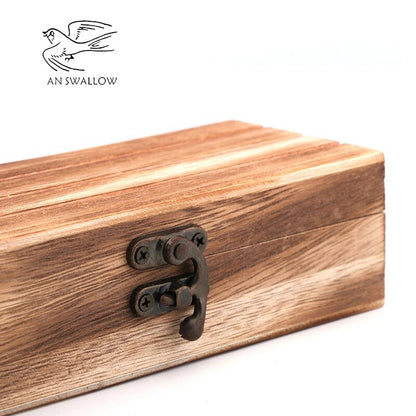 AN SWALLOWN Personality Creative Fire-Baked Color Glass Box Bag For Men And Women's Sunglasses Wooden Glass Box