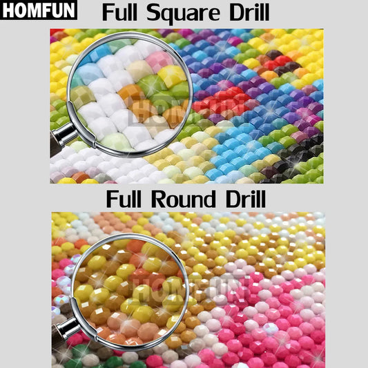 HOMFUN 5D Diamond Painting Full Drill Diamond Embroidery "Flowers And Bicycles" Picture Of Rhinestone Handmade Home Decor