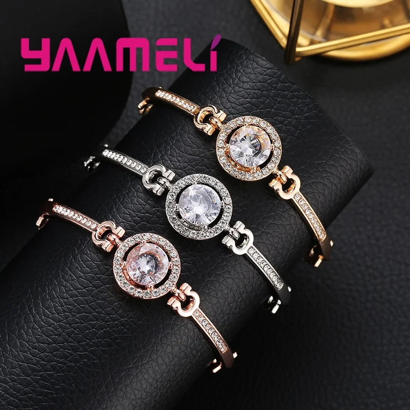 New Crystal Royal Style Punk Bangles Women's Jewelry Premium Bracelet Bride Love Jewelry Bracelet Wedding Gift Top Quality
