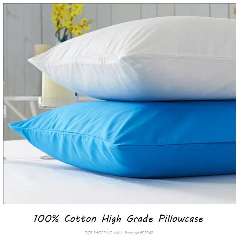 2 piece Cotton 600TC Hotel Pillowcase 19 Solid color pillow case Bedding 70x70cm 50x70 pillow cover Customize any size
