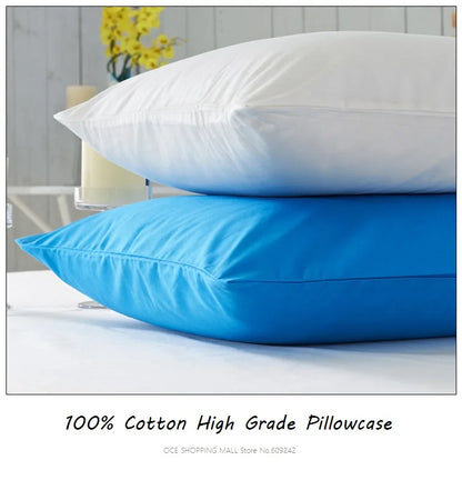 2 piece Cotton 600TC Hotel Pillowcase 19 Solid color pillow case Bedding 70x70cm 50x70 pillow cover Customize any size