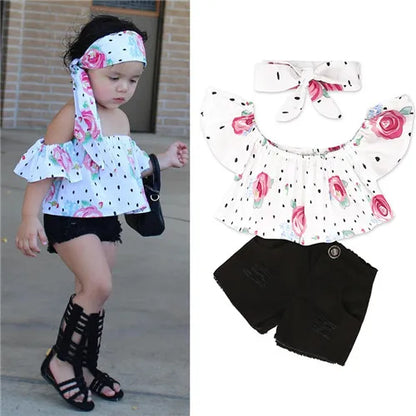 Children Sets for Girls Fashion 2025 New Style Girls Suits for Children Girls + Headband 3pcs. Set Cute Girls