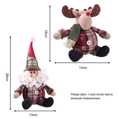 Cute Christmas Santa Claus Snowman Elk Doll Toys Christmas Tree Hanging Ornament Decoration for Home Xmas Party New Year Gifts