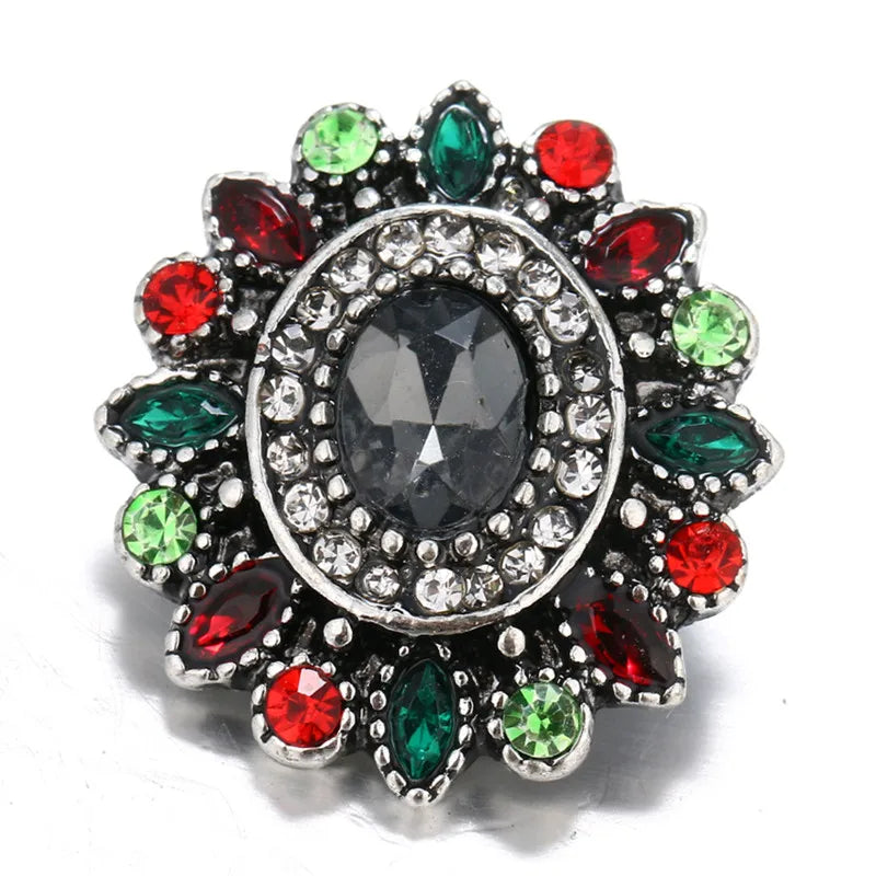 New Fashion Hearts Flowers rhinestone Beauty 20MM snap buttons fit DIY 18MM snap bracelet snap jewelry Christmas Gift