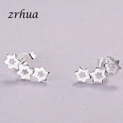 Newest 925 Sterling Silver Needle Women's Jewelry Cute Chic Stud Earrings for School Girls Kids Lady Birthday Gifts S925 Stamp