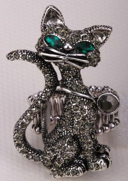 Cat stretch ring halloween bling jewelry gifts for women girls kids animal charm wholesale dropship