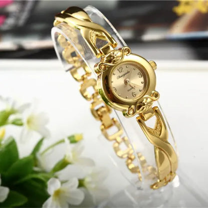 Women Watches Round Dial Hot Sale Gold Plate Watch Stainless Steel Quartz Hour Female Wrist watches elegant mujer hot relojes
