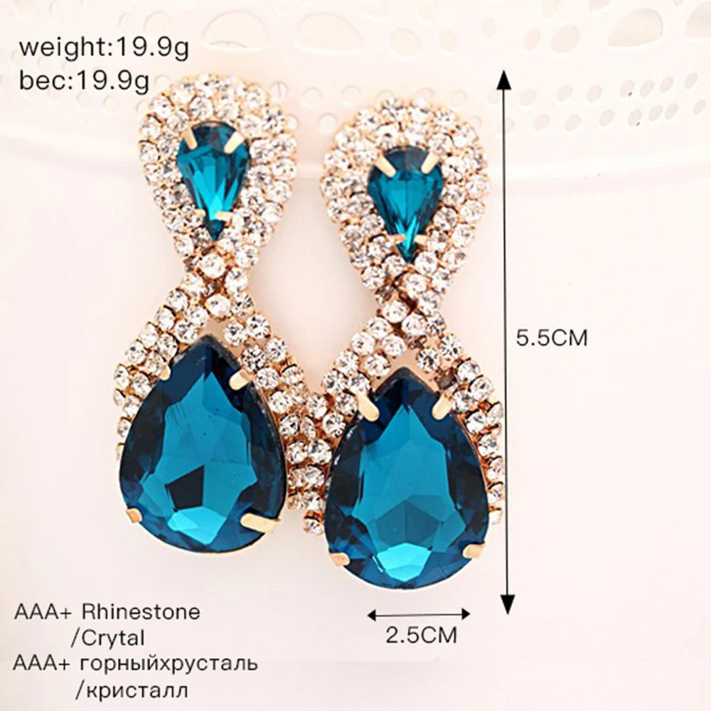 Hop Bijouterie Earring Studs Women's Droplets Shining Gold Silver Plated Crystal Drop Earrings Women Snowflake E017