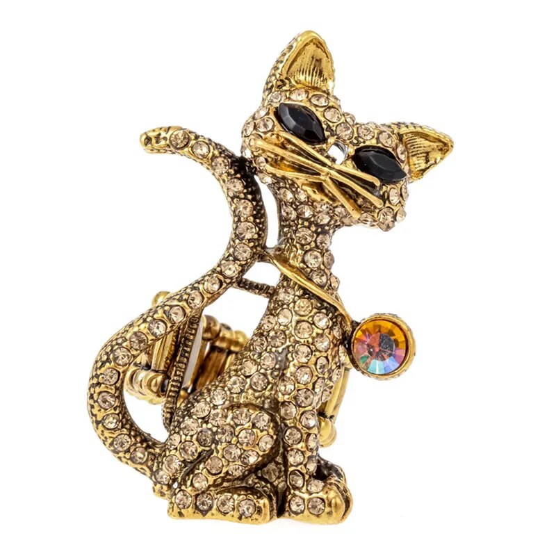 Cat stretch ring halloween bling jewelry gifts for women girls kids animal charm wholesale dropship