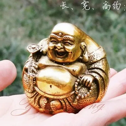 Open light pure copper Ruyi Maitreya Buddha Statue figure Home Furnishing Feng Shui  buddha ornament