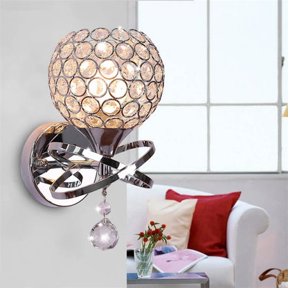Feimefeiyou 2021 modern Art Decor Stainless Steel Plating LED Crystal Wall Light Lamp Bedroom Home Wall Sconce Lighting