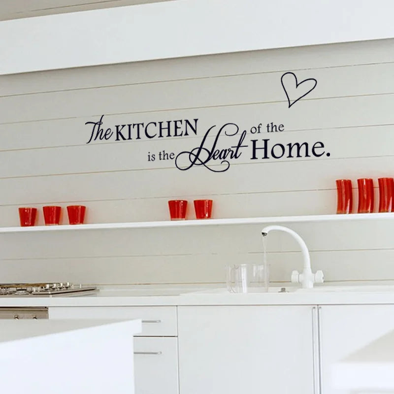 New Kitchen is Heart of the Home Letter Pattern Wall Sticker PVC Removable Home Decor DIY wall art MURAL