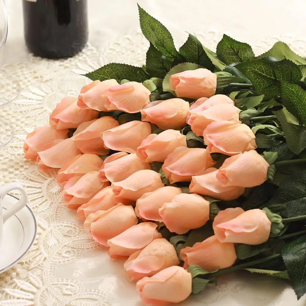 25pcs/lot Fresh Rose Artificial Flowers Real Touch Rose Flowers Home Decorations for Wedding Party or Birthday