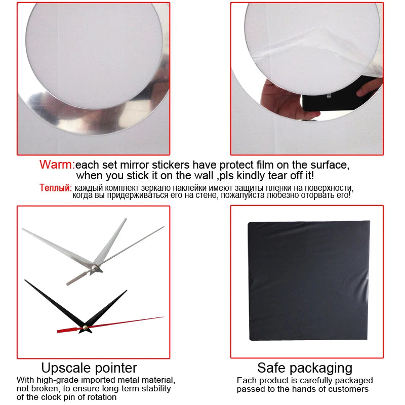 Wall Clock 3d Acrylic Quartz Diy Home Decoration Geometric Crystal Mirror Art Kids Modern Design Watch Hot Sale