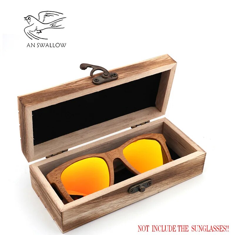 AN SWALLOWN Personality Creative Fire-Baked Color Glass Box Bag For Men And Women's Sunglasses Wooden Glass Box