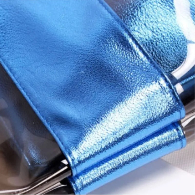 2 pcs set Women Summer Beach Bag PVC Transparent Composite Bags Set Shoulder Bag with Purse Waterproof Beach Tote Casual Bag