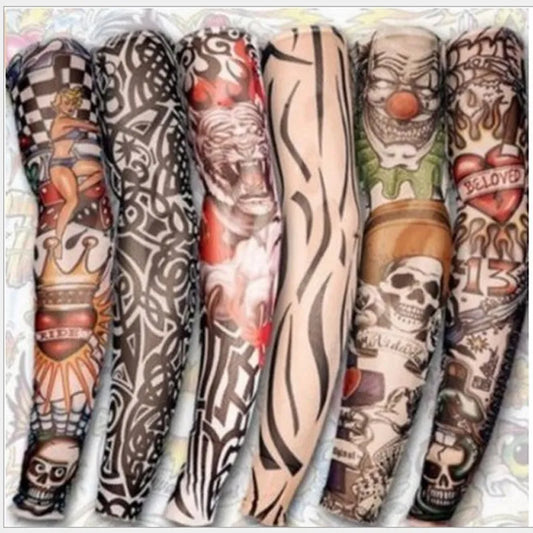 1pc hot sale tattoo sleeve  styles elastic Fake 100%nylon Arm stocking beloved girl Buddha Wolf Dragon design halloween cool men