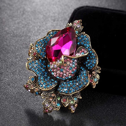Zlxgirl Blue Pink Flowers Brooches Bouquet Christmas Accessories Beautiful Women Vintage Brooch Pins Bijoux Fashion Hijab Pins