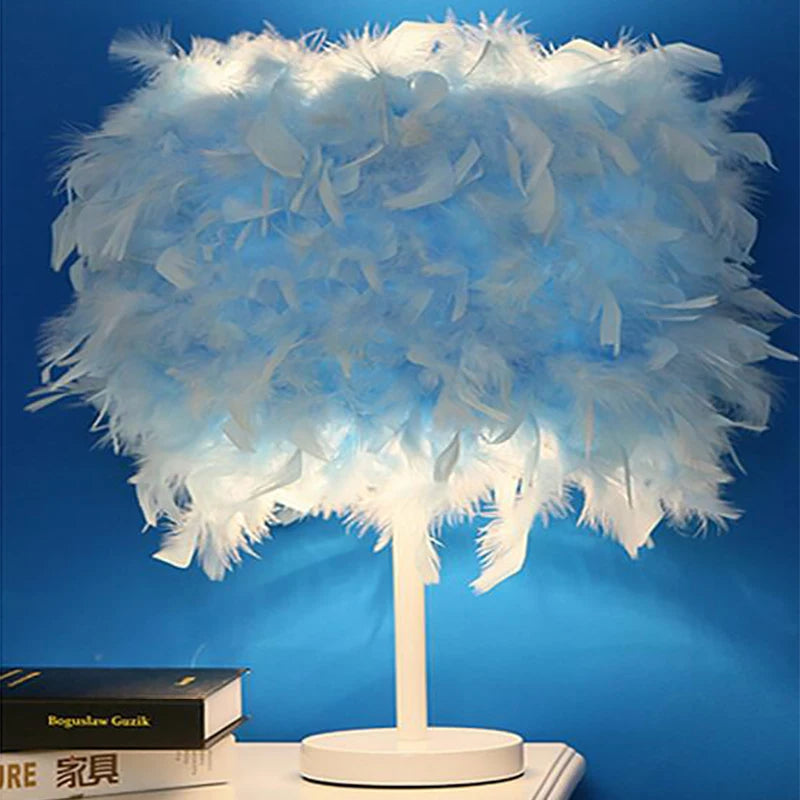 Feimefeiyou modern Creative Feather Lamp e27 Table Lamp for Baby Kids Children Bedroom Droplight Lighting Decor small size