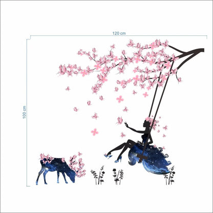 Romantic Flower Fairy Swing Wall Stickers for Kids Room Wall Decor Bedroom Living Room Children Girls Room Decal Poster Mural
