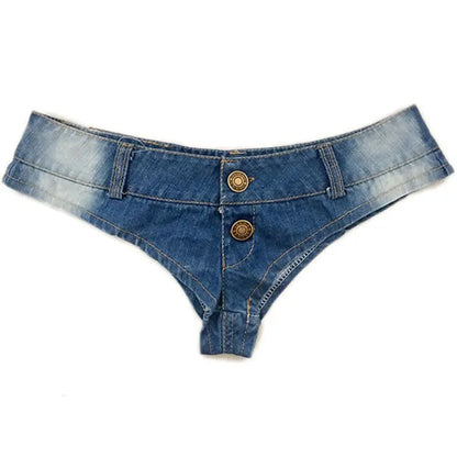 Women Beach Denim Thong Shorts Sexy Nightclub Mini Short Jeans Ladies Disco Pole Dance Hotpants Micro Mini Shorts