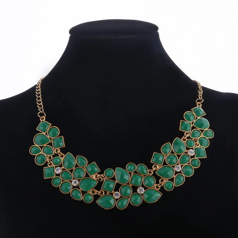 MINHIN New Popular Multicolor Big Pendant Clavicle Chain Necklace Women's Delicate Banquet Jewelry