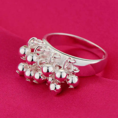 925 R016 Christmas gift  wholesale jewelry bead silver color ring high quality fashion classic girl gift