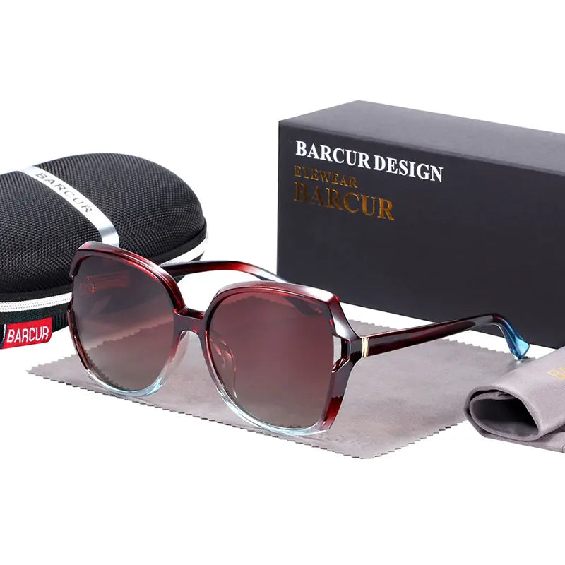 BARCUR Oversize TR90 Sunglasses Women Polarized UV400  Sunglasses Ladies Shades with Gradient Lens lunette de soleil femme