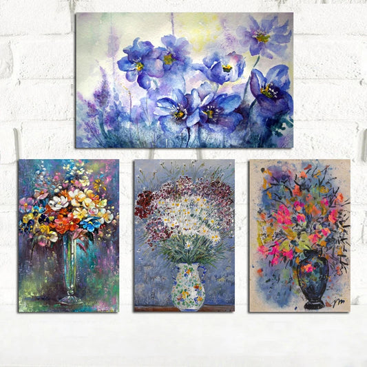 YWDECOR Modern Abstract Flower in a Vase Orchid Canvas Painting Print on Canvas Wall Art Picture Poster Living Room Home Decor