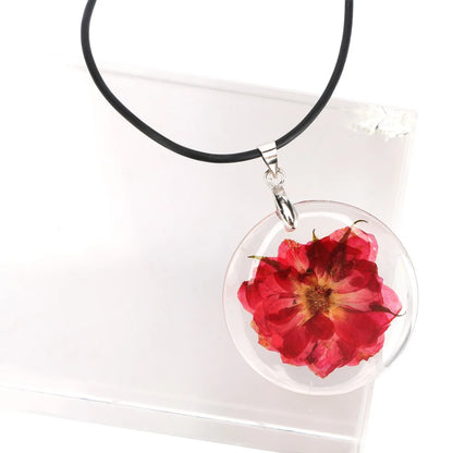 New 1 Pcs Beauty Cute Dried Daisy Flower Handmade Pendant Necklace Charm Gift Women's Jewelry Round Flower Necklace