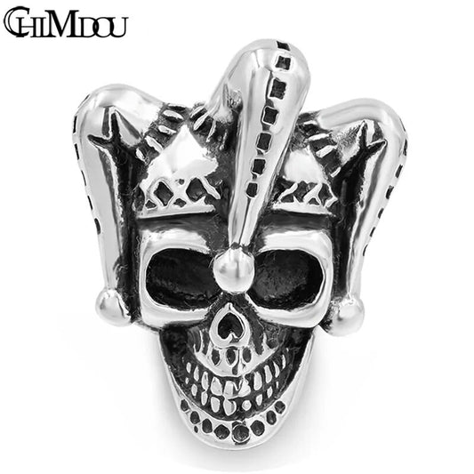 CHIMDOU Stainless Steel Ring Halloween Party Gift Circus Clown Skull Rings Jewelry,AR434