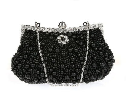 DAIWEI Women Evening Clutch Bag Ladies Wedding Bridal Handbag Pearl Beaded Diamond Day Cluthes Crystal Purse Party Wedding Beige