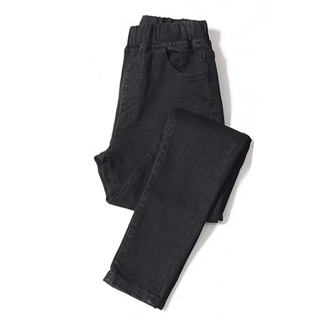 Women  Jeans for Curvy  Elastic Waist Stretchy Denim Pants Tummy Control Mom Jeans 4XL ouc551